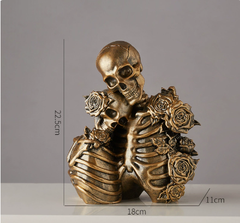 Gothic Skeleton Couple Figurine – Halloween Skull Lovers Statue