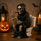 Grim Reaper Toilet Figurine – Funny Halloween Resin Decor – view 2
