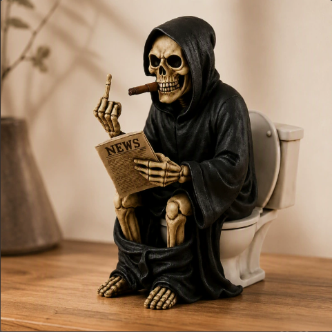 Grim Reaper Toilet Figurine – Funny Halloween Resin Decor – view 3