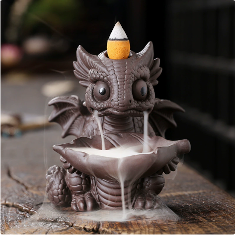 Cute Dinosaur Backflow Incense Burner – Smoky Waterfall Decor