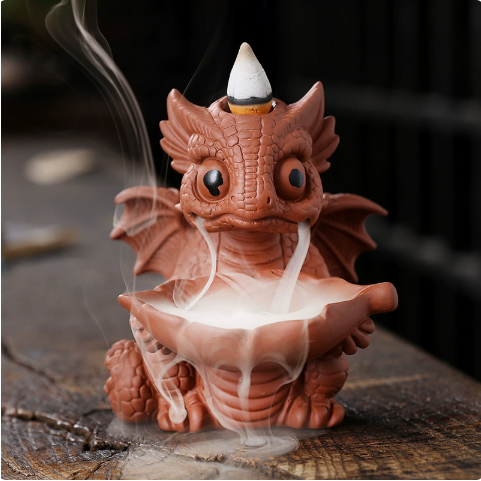 Cute Dinosaur Backflow Incense Burner – Smoky Waterfall Decor – view 2