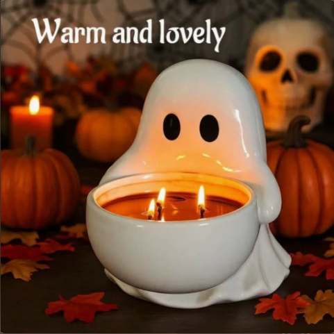 Halloween Ghost Candle Holder – Cute Resin Figurine – view 2