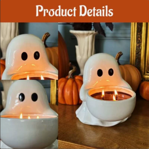 Halloween Ghost Candle Holder – Cute Resin Figurine – view 4