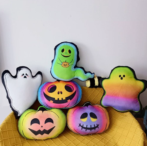 Halloween Pumpkin Ghost Plush Pillow – Spooky Cute Cushion